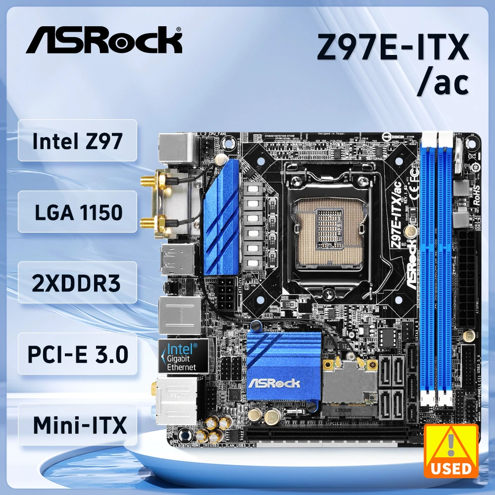 Schede Madri Asrock Z97E-Itx/Ac Mini Itx Lga 1150 Intel Z97 Ddr3 16Gb Pci-E 3.0 M.2 Usb3.0 Hdmi Supporta 5Th Genintel Core Cpu