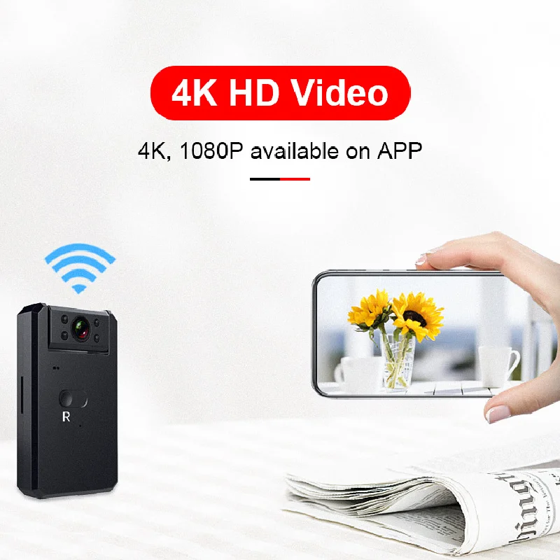 WD6 WIFI Digital Cameras IR Night Vision Outdoor Dash Cam Sport DV 4K HD Body Camera Remote Monitor with Back Clip