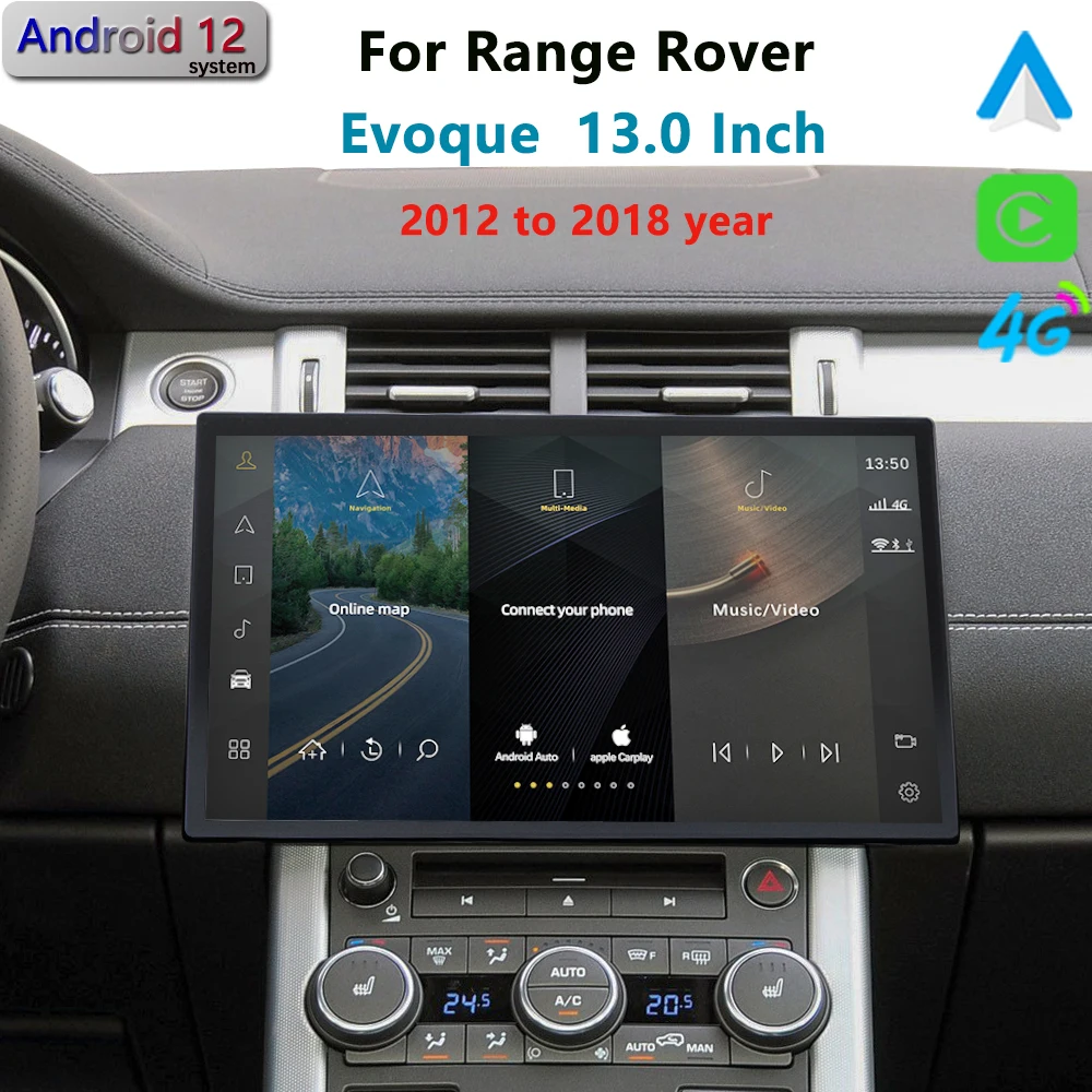 13.3inch Android 12 For Range Rover Evoque Lrx L538 2012 To 2018