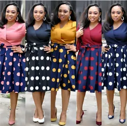 2024 new summer elegent fashion style african women printing plus size polyester dress L-3XL