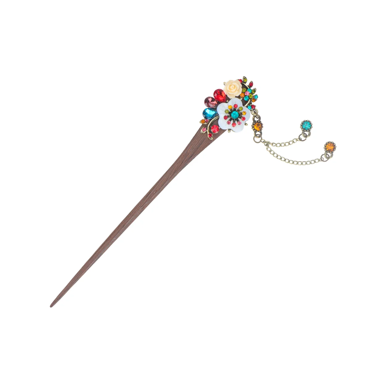 

Japanese-style Bride Floral Hair Accessories Rhinestone Stick Bamboo Bun Hairpin