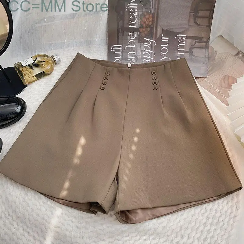 New Solid Wide Leg Shorts for Women High Waisted Korean Fashion Chic Shorts Summer Office Ladies Elegant Casual Shorts