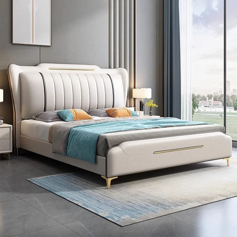 Single Hotel Beds Double Bedroom Queen Wooden Frame Beauty Floor Upholstered Modern Literas Multifuncional Living Room Furniture