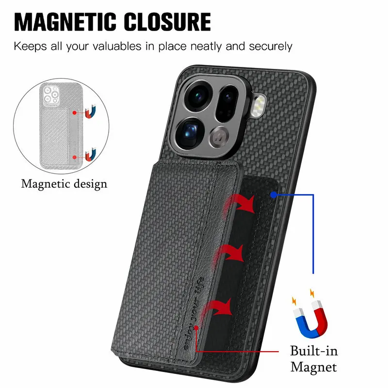 Luxury RFID Leather Wallet Case with Magnet Back Cover for OPPO Find X9 Ultra 5G