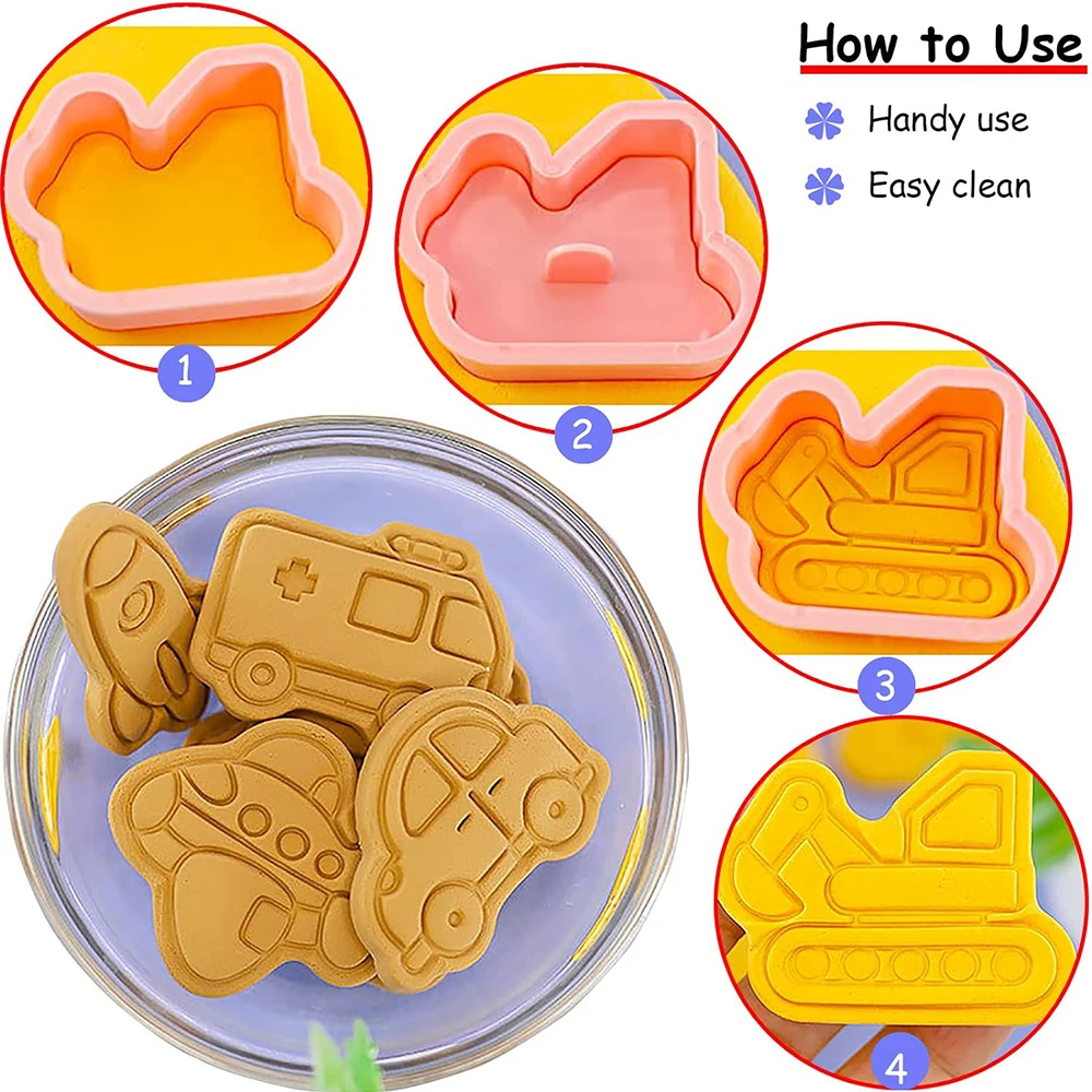 Cookie Cutter Aircraft Cars Transportation Cartoon Biscuit Mold Confectionery Cookie Stamp Baking Tools