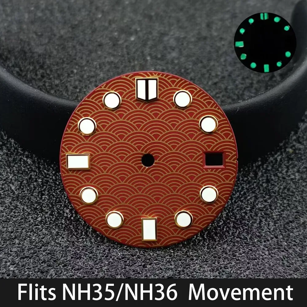 diameter fish scale pattern single calendar dial green