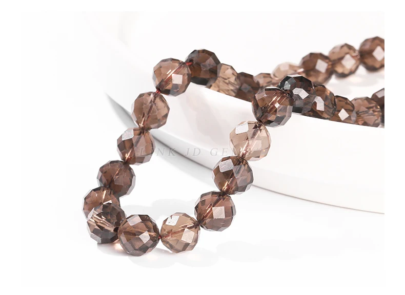 7A Naturstein Facettierte Rauchquarzperle Runde lose Distanzperlen für Schmuckherstellung Diy Halskette Armband Zubehör finden – Detail 9