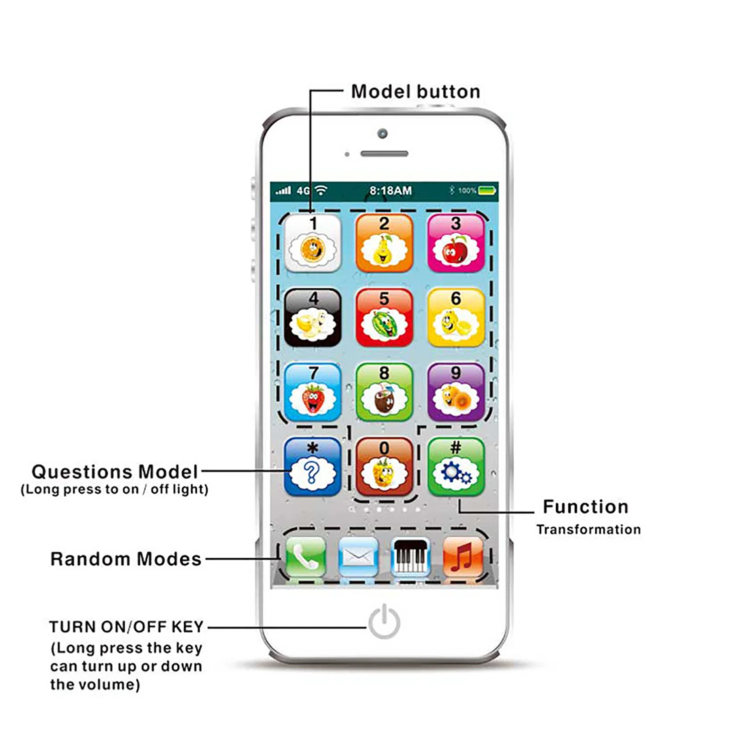 Children's puzzle toys, mobile phones, music, lighting, touch screens, learning toys, charging, English early education machines 4