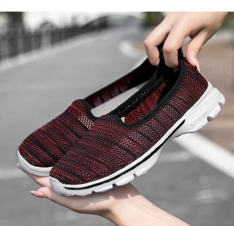STRONGSHEN Women's Summer Sneakers Slip On Flat Shoe Women's Fashion Casual Loafers Walking Shoe Outdoor Mesh Soft Bottom Sports
