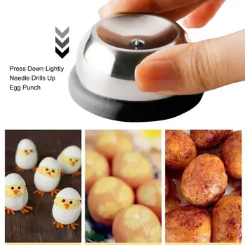 Egg Hole Puncher Stainless Steel Egg Piercer Peeler Egg Hole Punch Shell Remover With Pin Kitchen Gadgets For Duck Eggs & 4