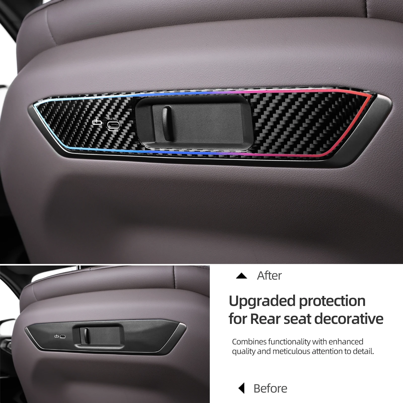 BMW X3 G45 G48 2025 2026 리얼 카본 파이버 앞좌석 후면 충전 패널 트림 커버 스티커 자동차 실내 장식 액세서리