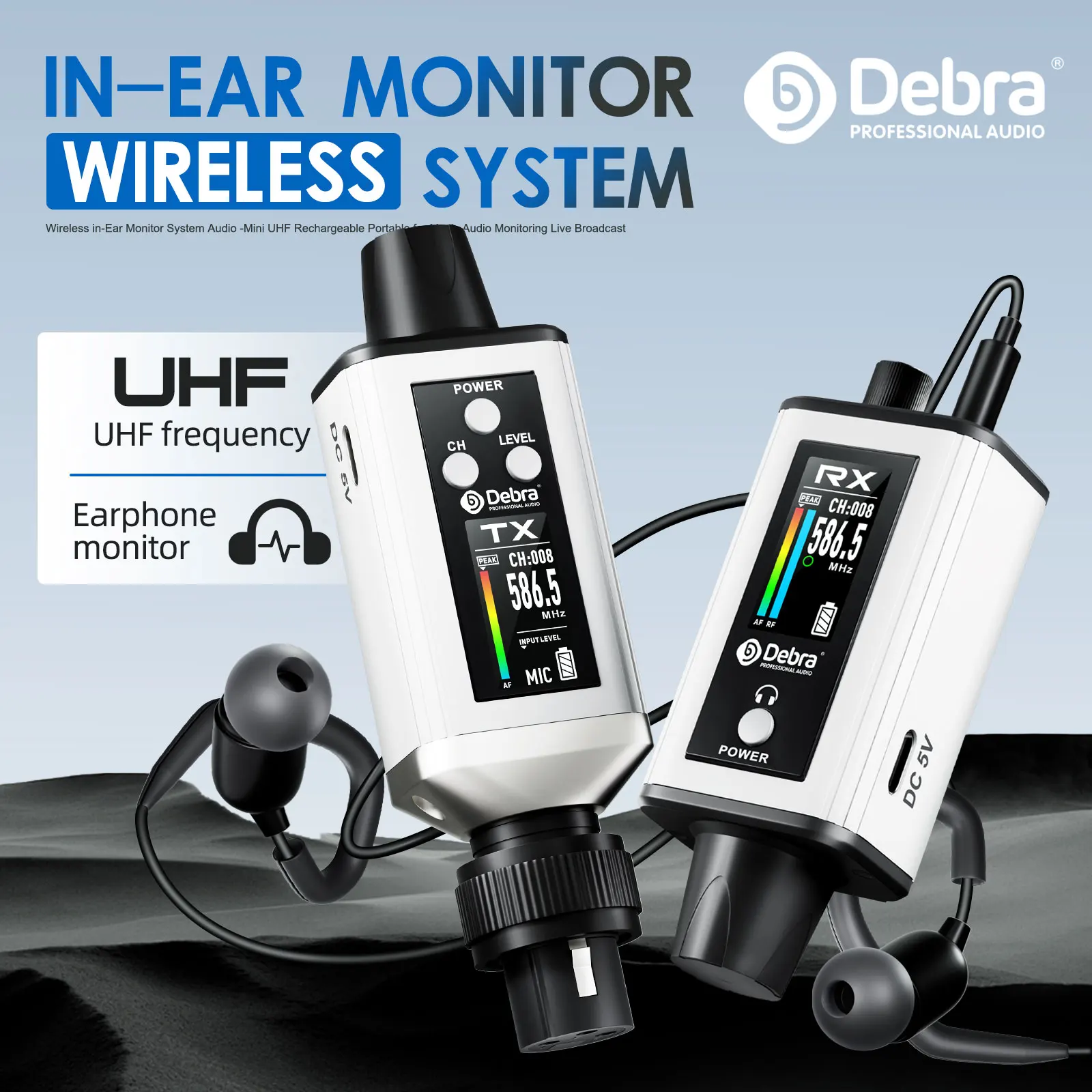 2025 NEW  Audio UHF IEM Stereo EMX-1 wireless monitoring system Rechargeable wit