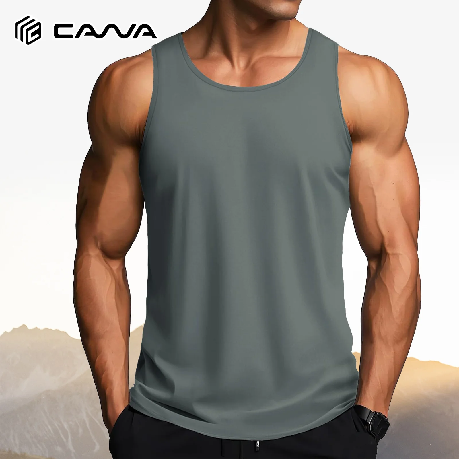 Herren Tanktop UPF50 Schnelltrocknend Ärmellos Lauf- und Fitness-Sportweste Sommer Outdoor Atmungsaktiv