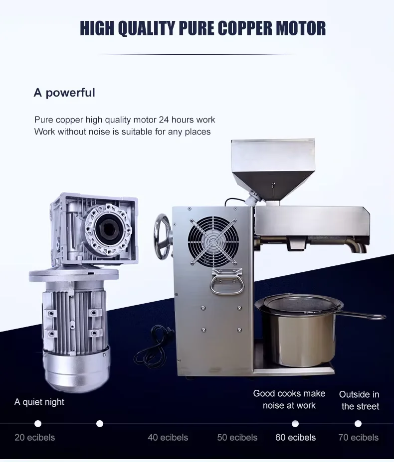Description Picture 3 of itemCommercial Oil Press 220V Stainless Steel Peanuts Walnuts Sunflower Seeds Oil Making Pressing Machine Food Processor