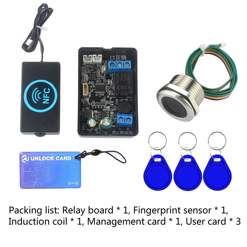 Mobile phone NFC induction relay module DC10V-120V fingerprint access control panel IC card controller car door unlock DIY Access Control Cover Access Control Keypad Cover Access Control Card Door Access Button