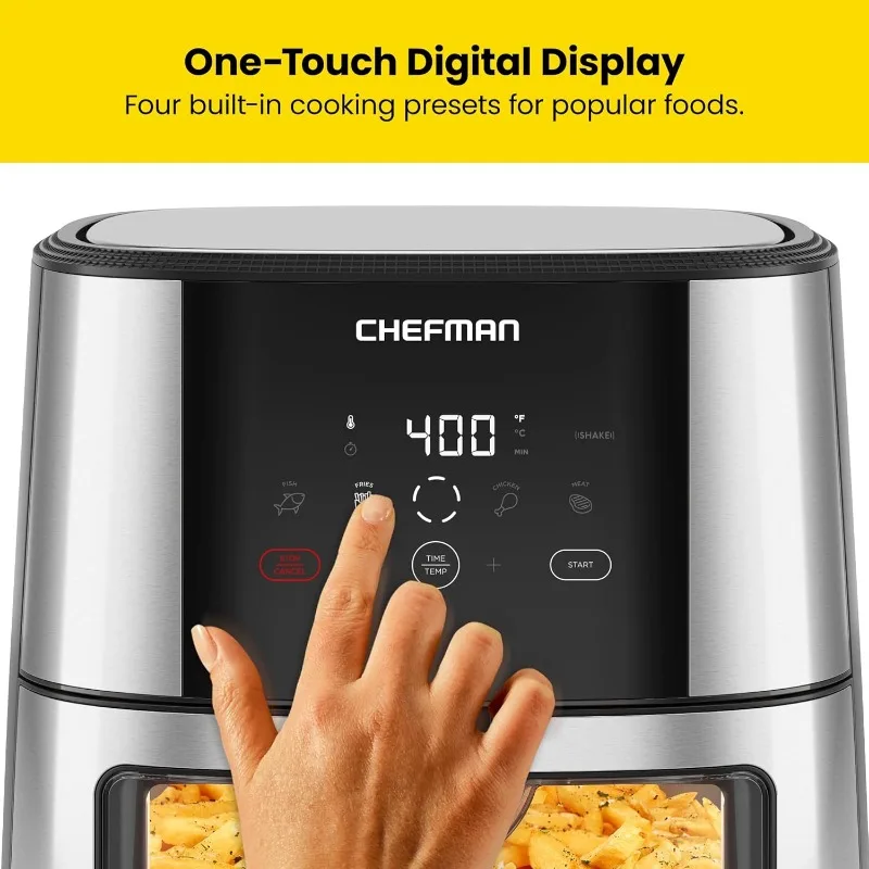 8 Qt Air Fryer with Viewing Window, One-Touch Digital Control with 4 Presets, Nonstick & Dishwasher Safe, Auto-Shutoff 6