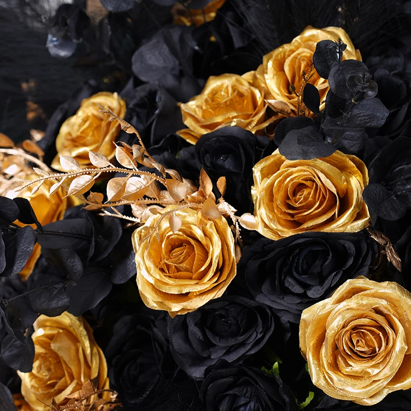 Black Gold Flowers Ball For Centerpieces Wedding Table Decor Rose Feather  Stage Aisle Floor Floral Arrangement Party Event Props - AliExpress