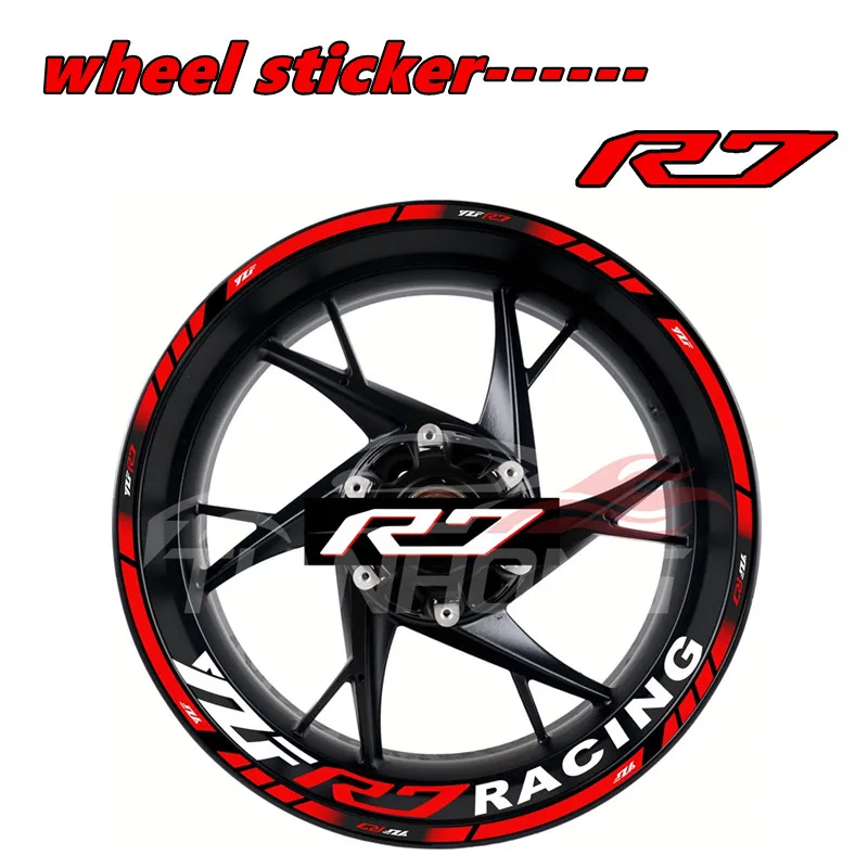 New For YAMAHA YZF R7 Motorcycle Logo 17 Inch Inner And Outer Wheel Hub Decal Decorative Rim Waterproof High Reflective Sticker