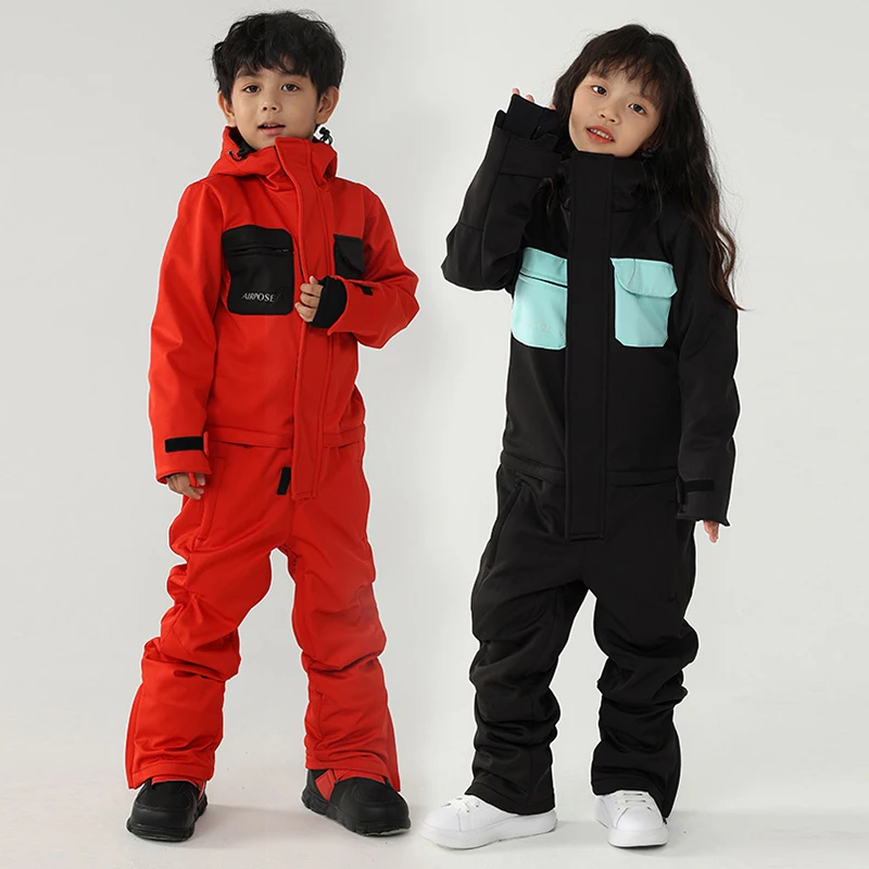New Kids Onepiece Ski Suit Girl Jumpsuits Snowboard Jacket Boy