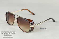 Vintage Steampunk Red Lens Sunglasses with UV400 Protection (Leopard tea)