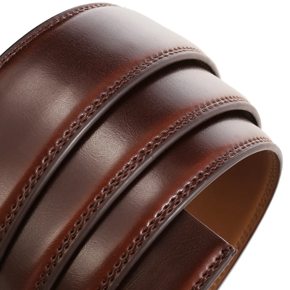 30mm 31mm Width Belt No Buckle For Men Black Coffee Men's Business Cow Leather Ratchet Belts Strap Without Buckles