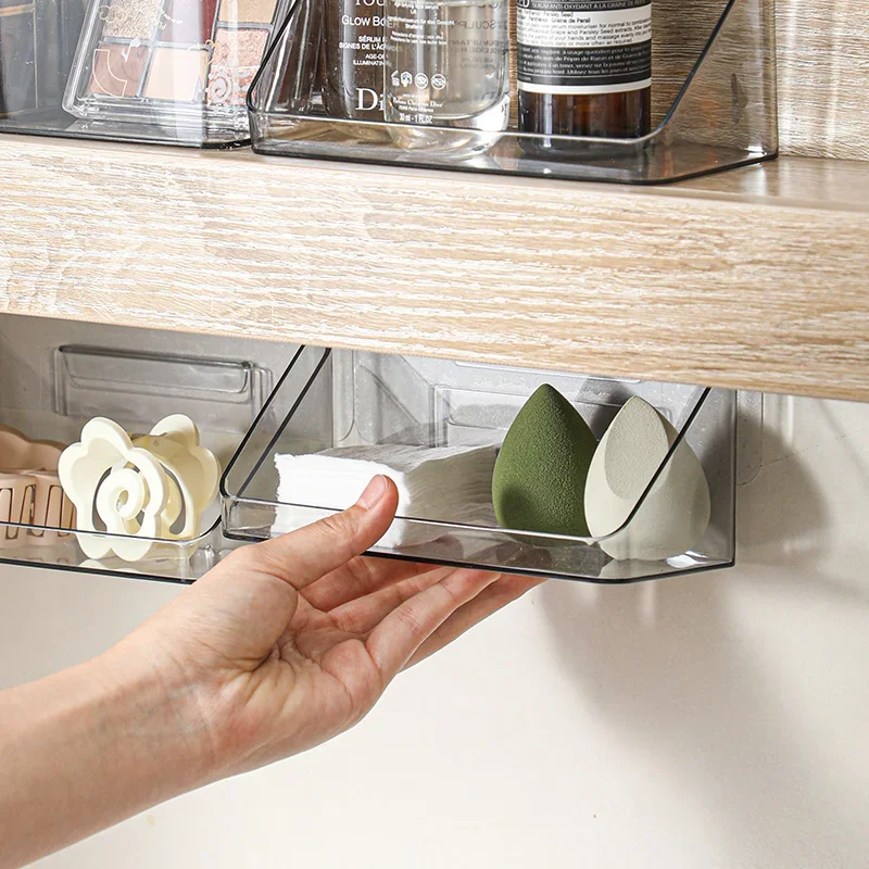 SHIMOYAMA Makeup Organizer Box Wall-mounted Bathroom Mirror Cabinet Storage Cosmetic Vanity Desktop Lipstick Brush Holder 3