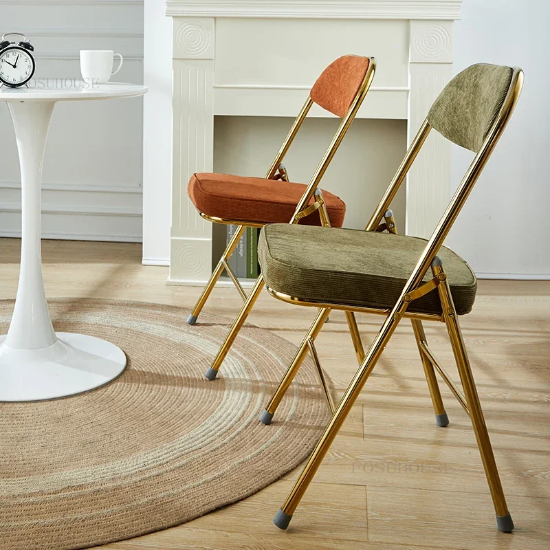 Retro Corduroy Dining Chairs Chairs for Kitchen Furniture Backrest Chair Neoclassical Design Creative Dining Room Folding Chair dining chair