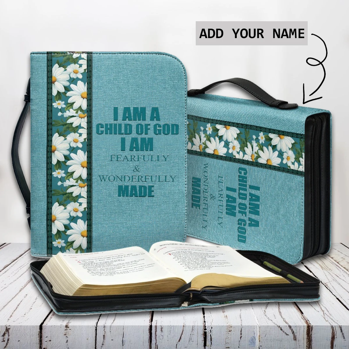

Женская сумка с рисунком ромашки I Am A Child Of God, практичная сумка с ручкой на молнии, коробка для хранения для кабинета, 2023