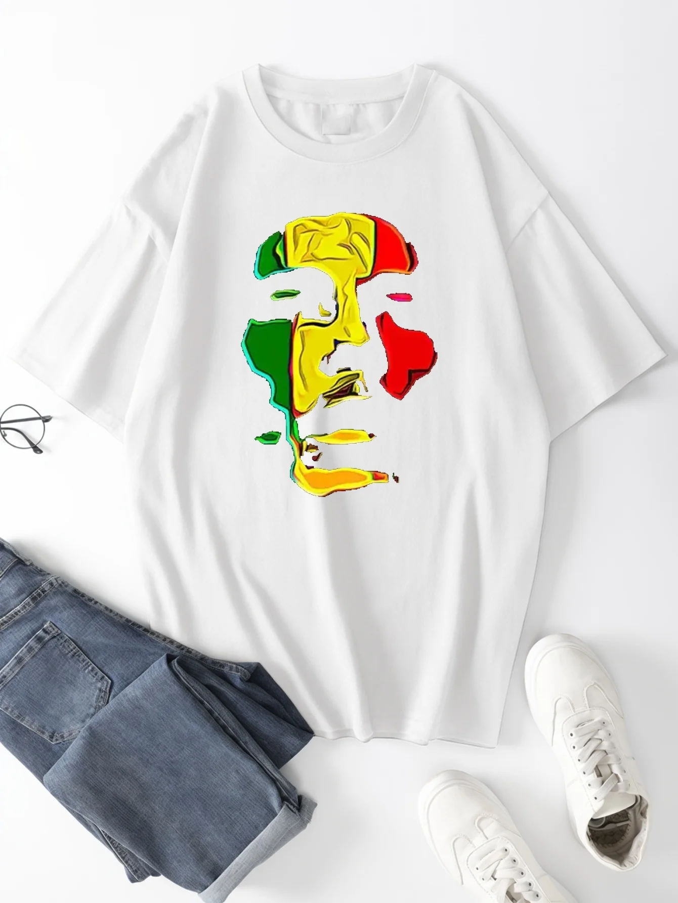 T-Shirt mit Gesichtsdruck, T-Shirts für Herren, lässiges Kurzarm-T-Shirt für den Sommer