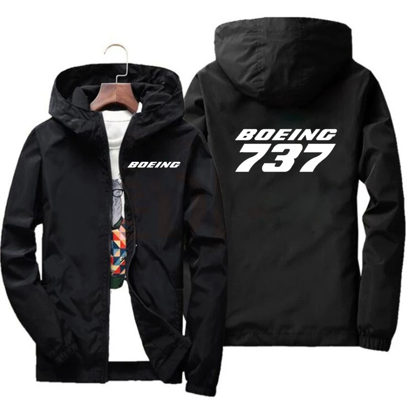 

2024 new men's hooded jacket Boeing 737 777 767 printed men's jacket casual jogging thin jacket Harajuku zippered hooded jacket