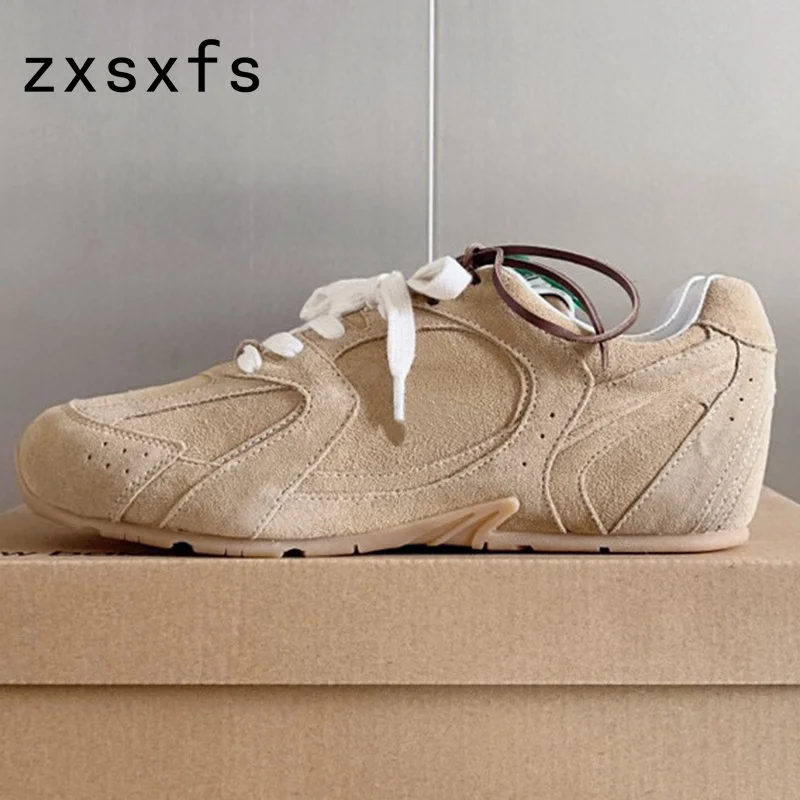 

Unisex Suede Leather Flat Casual Shoes Men Women Lace Up Air Mesh Sneakers Male Designer Brand Runner Shoes Lover's Women