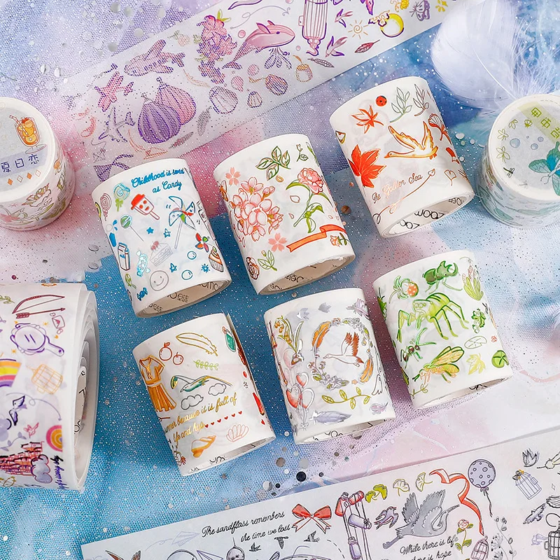 

1 Roll Bronzing Washi Tape Pastoral Friendship Series Handbook Photo Album Journal DIY Decorative Stickers 8 Types