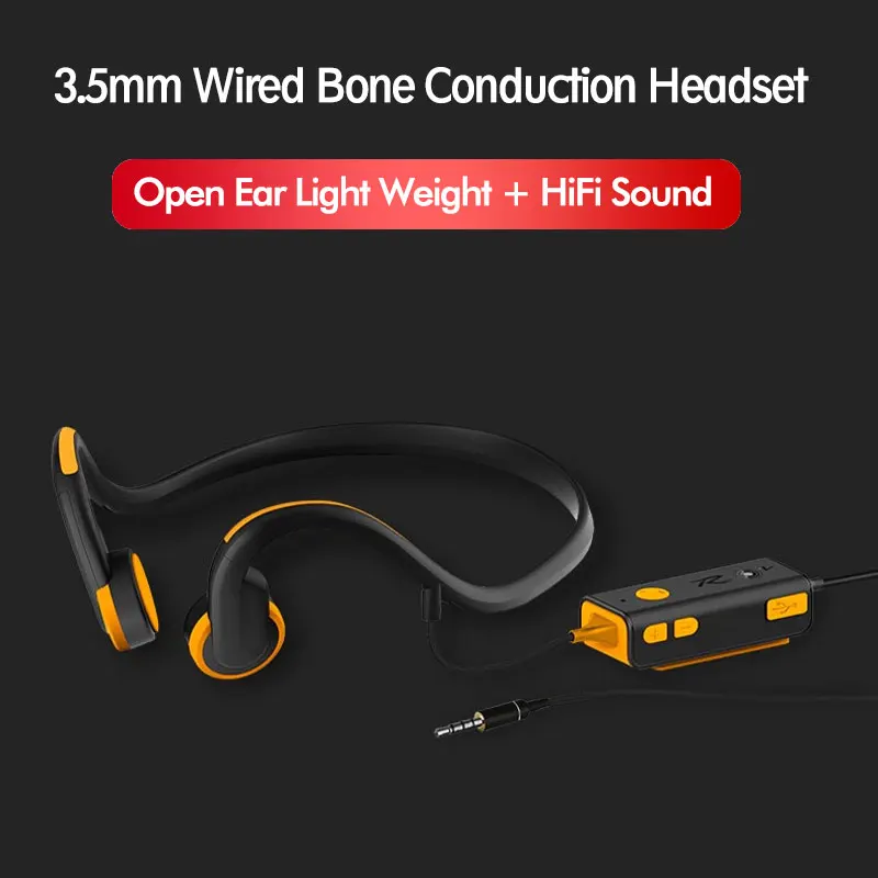 

Wired Bone Conduction Headphones with Microphone 3.5mm Audio Interface Cunduction Amplifier 85dB Sports Head set for Girls Boys