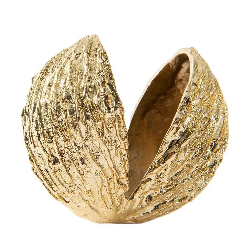 

Modern Light Luxury Crafts Golden Metal Soft Home Decoration Fruit Shell Shape Creative Coffee Table Ornaments