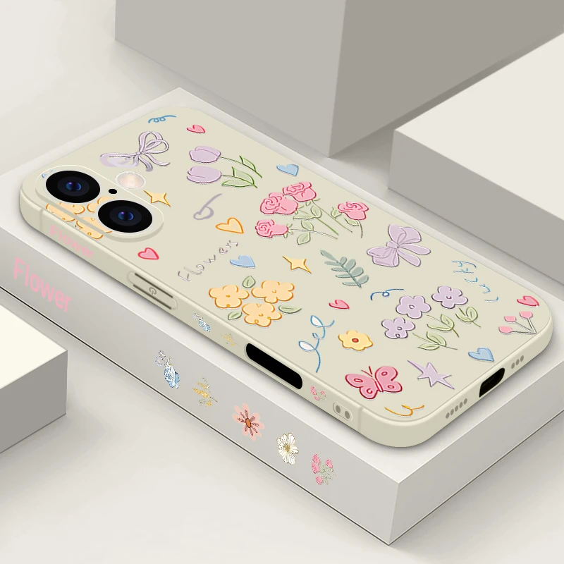 Charming Cartoon Rose Flower Lanyard Shockproof Phone Case Cover