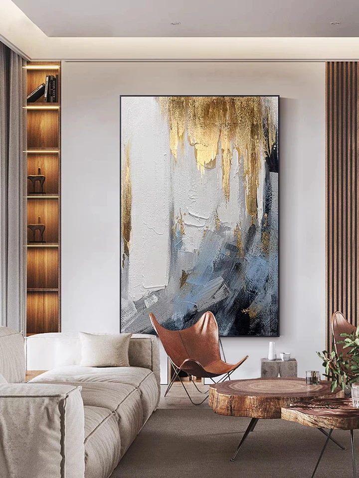 Quadro Moderno 100% Dipinto A Mano Fiore Bianco Su Tela, 61x61 Cm - Pittura Ad Olio Astratta 3D Per Soggiorno E Camera Da Letto