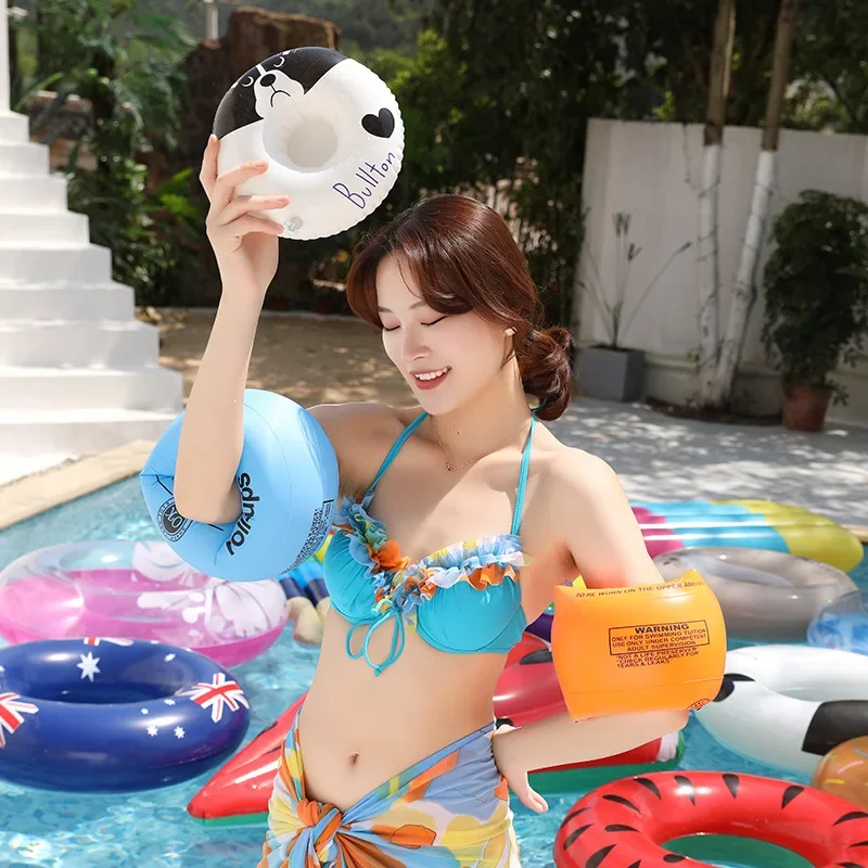 2PCS Inflatable Arm Circle Buoyancy Sleeve Thickened Inflatable Floating Sleeve Safety Swimming Arm Band Swimming Training Gear