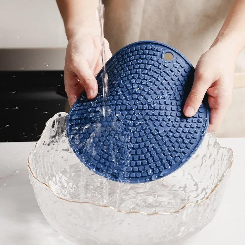 2Pcs Silicone Mat Nonslip Drink Cup Coaster Heat Resistant Pot Holder Round Hang Tableware Thicken Bowls Coffee Cup Placemats