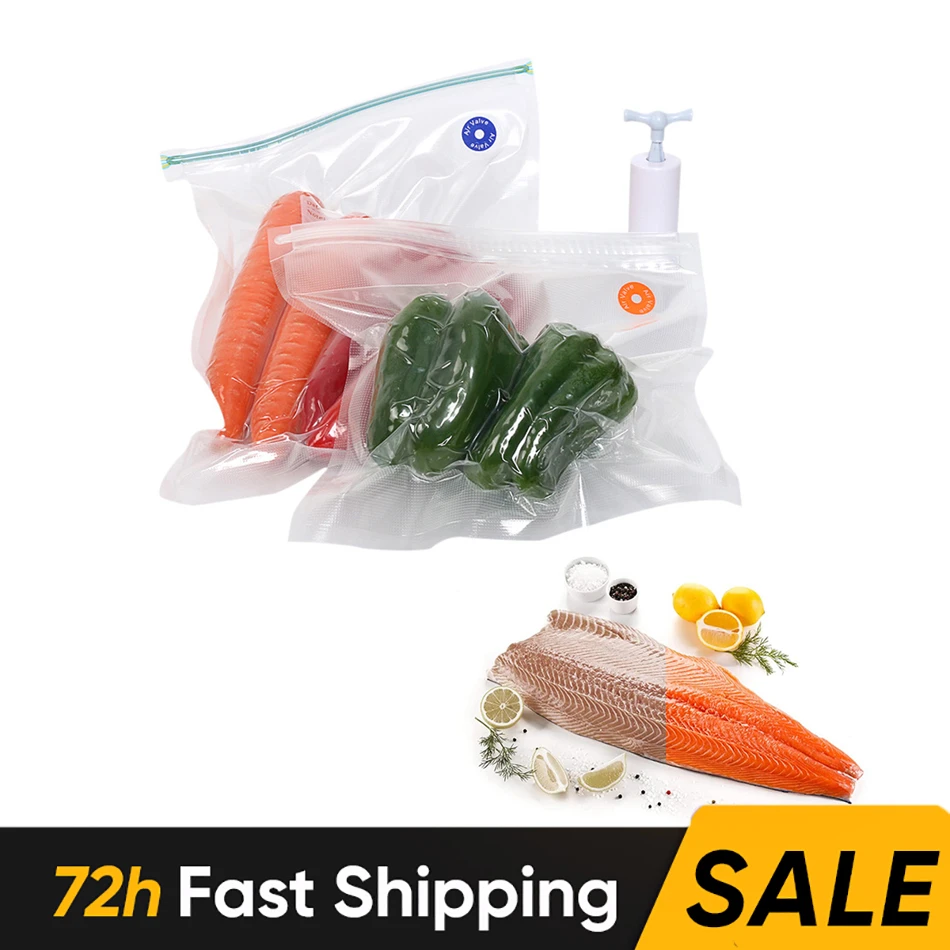  Sous Vide Bags Reusable Food Sealer Bags of Vacuum Zipper Bag for Dried Fruits Vegetables Kitchen Food Storage Fridges Organizer