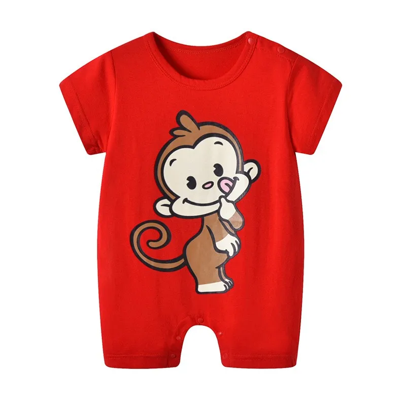 0-2years Children Summer Cartoon Cute Cotton O-neck New Style Rompers Baby Boys And Girls  Unisex Bodysuits Print Short Sleeve Bamboo fiber children's clothes