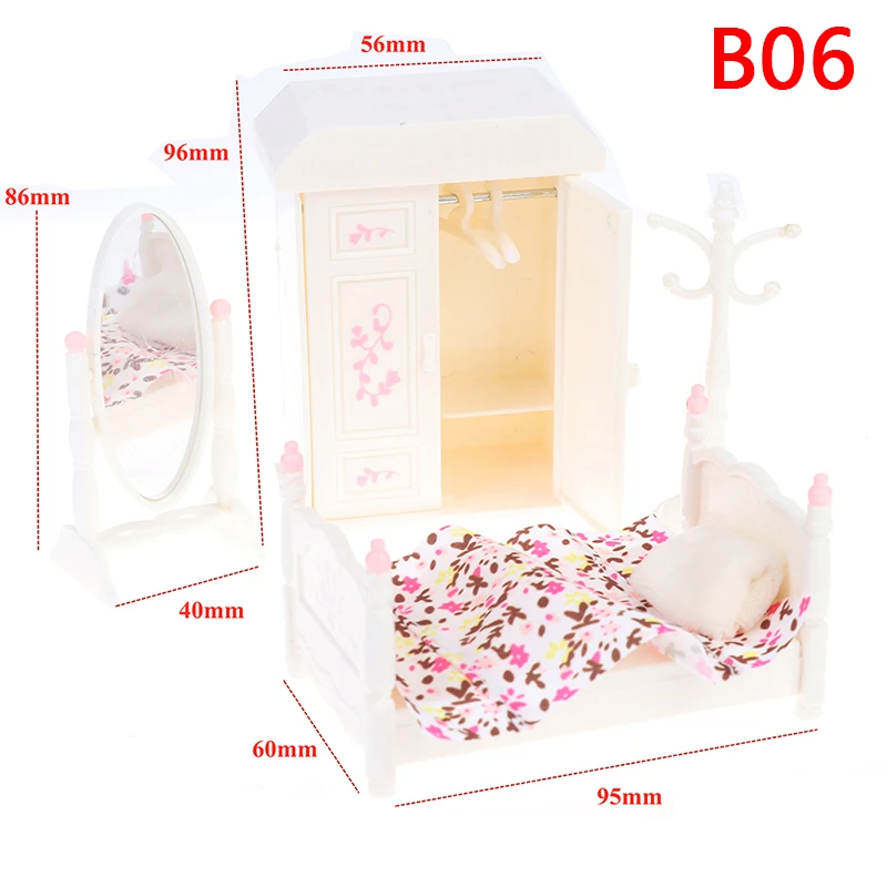 Dollhouse Forest Family Microfilm Furniture Set - Bath, Kitchen & Dining Room Playhouse Gift