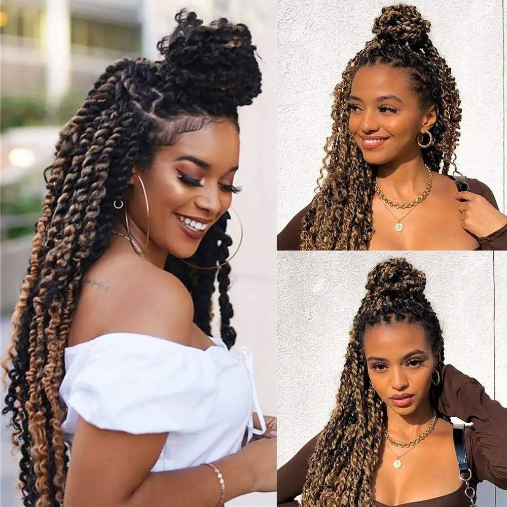 X-TRESS Synthetic Crochet Braiding Hair Pre-twisted Passion Twist Hair Extension Soft Natural Pre Looped Braids For Black Women
