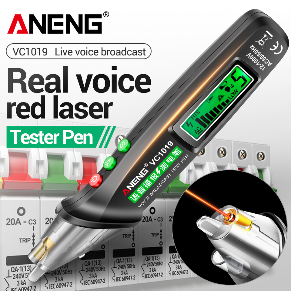 ANENG VC1019 Voice Broadcast Tester Pen Zero Wire Recognition Voltage Detector Infrared Sensor Circuit Breaker Finder Test Tools