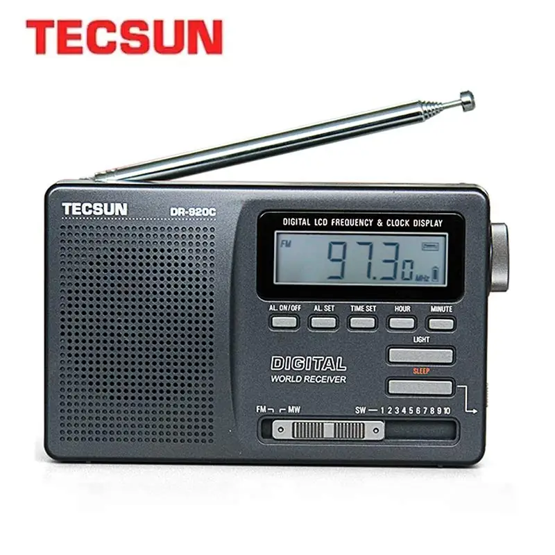 

TECSUN DR-920C Digtal Fm Radio Display FM/MW/SW Multi Band Portable Radio FM:76-108MHz/MW:525-1610kHz/SW:5.95-21.85MHz Radio