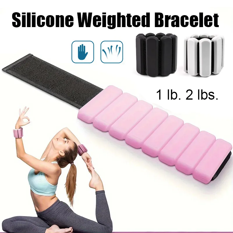 1 Pair Bodybuilding Weight-Bearing Wristband Adjustable Silicone Wrist Ankle Weights Sweat proof Workout Straps for Strength