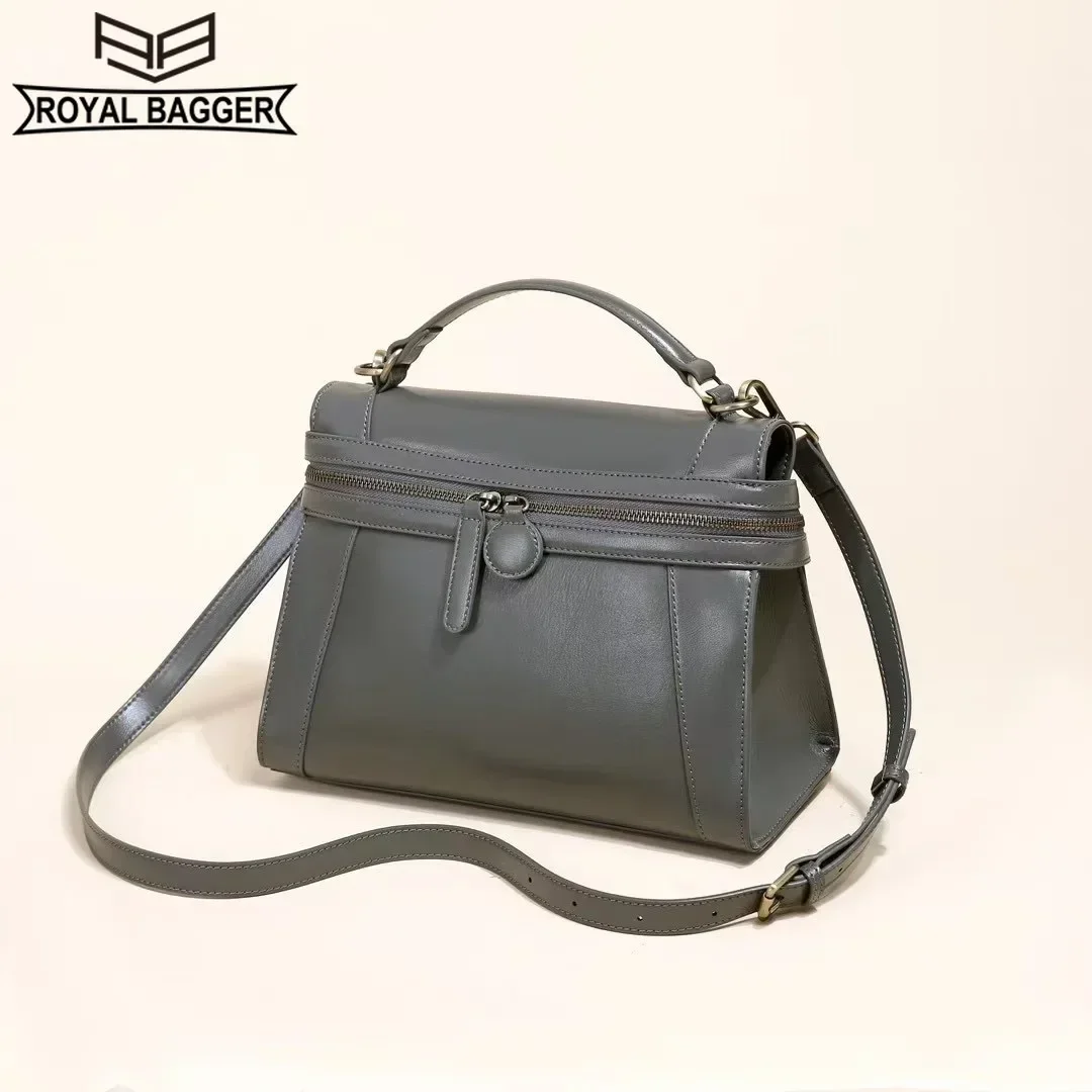 

Royal Bagger Top-Handle Bags for Women Genuine Cow Leather Shoulder Crossbody Handbag Fashion Retro Messenger Bag 5507