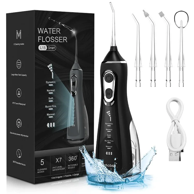 Dental Floss Portable Cordless Oral Irrigator 3 Cleaning Modes Waterproof Rechargeable Dental Cleaner 4 Nozzles Clean Gums
