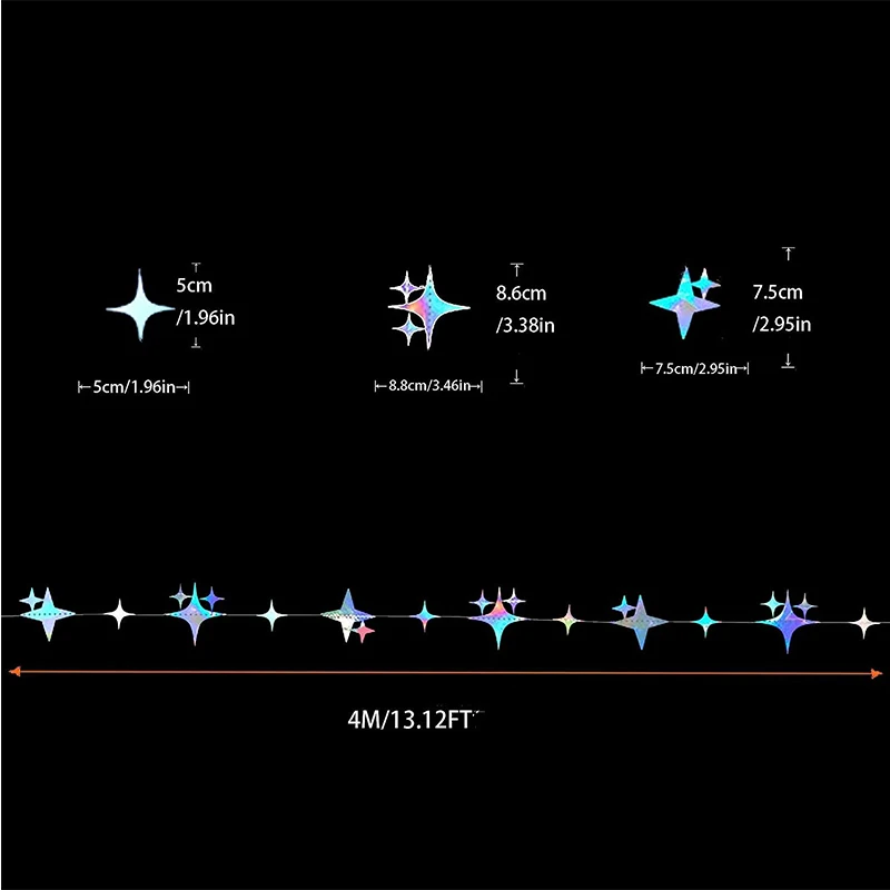 Iridescent Twinkle Star & Circle Dot Garlands