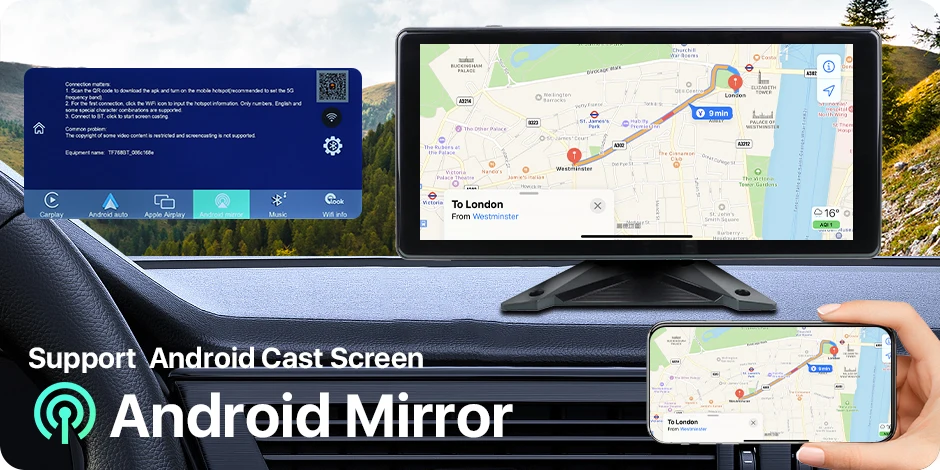Description Picture 6 of itemGreenYi 10.36" 4CH WiFi Wireless Apple Carplay and Android-Auto AI Blind Spot BSD Alarm DVR Record Monitor IR Cam for Truck Bus