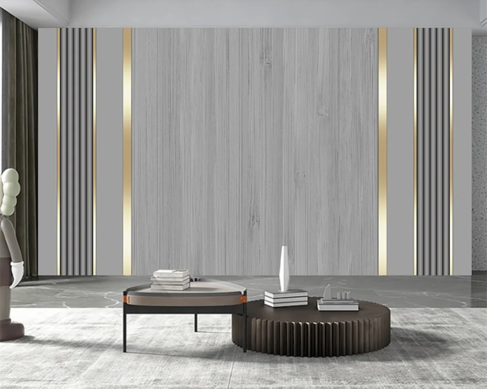 

beibehang Customized modern new luxury wood grain papier peint bedroom living room sofa grey mural new background wallpaper